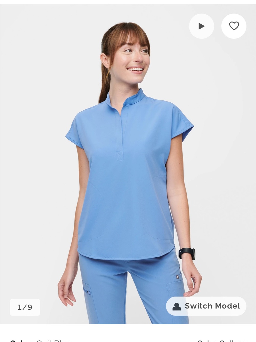 Unbranded Women’s Sky Blue Short Sleeve Mandarin Collar Top